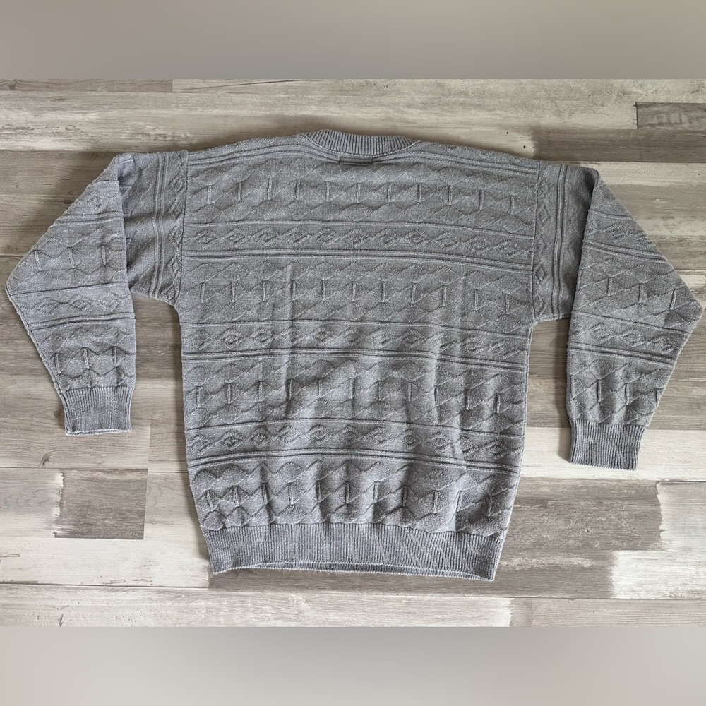 Christian Dior Vintage Men’s Diamond Weave Gray Sweater - Made In USA | Size L - Picture 6 of 6